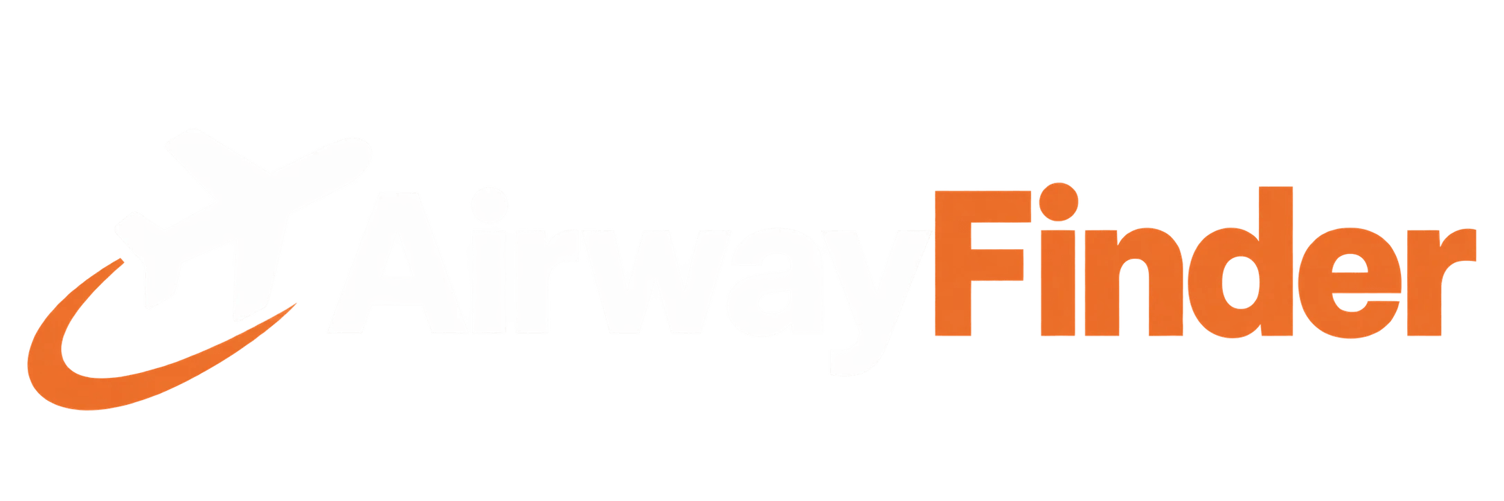 AirwayFinder logo with airplane icon and orange flight path for dark footer background
